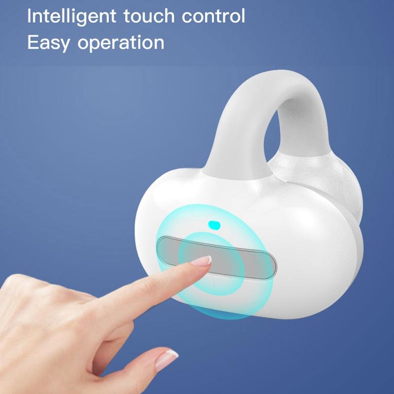 Touch Bone Conduction Bluetooth Earphone with Charging Warehouse - Ear Clip Type - Pink