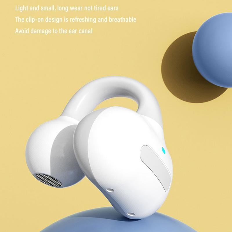 Touch Bone Conduction Bluetooth Earphone with Charging Warehouse - Ear Clip Type - Blue