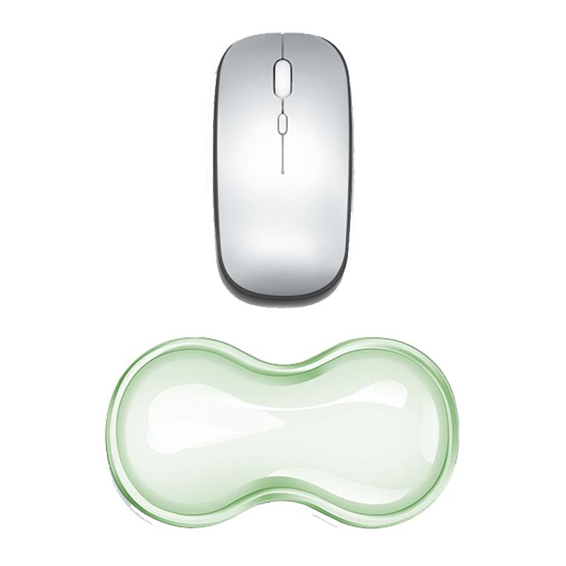 Large Green Silicone Keyboard Wrist Rest & Mouse Pad - Large Transparent