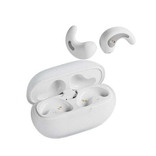 Bluetooth Earphones with Charging Case for Restful Sleep - White Wih Silicone Case