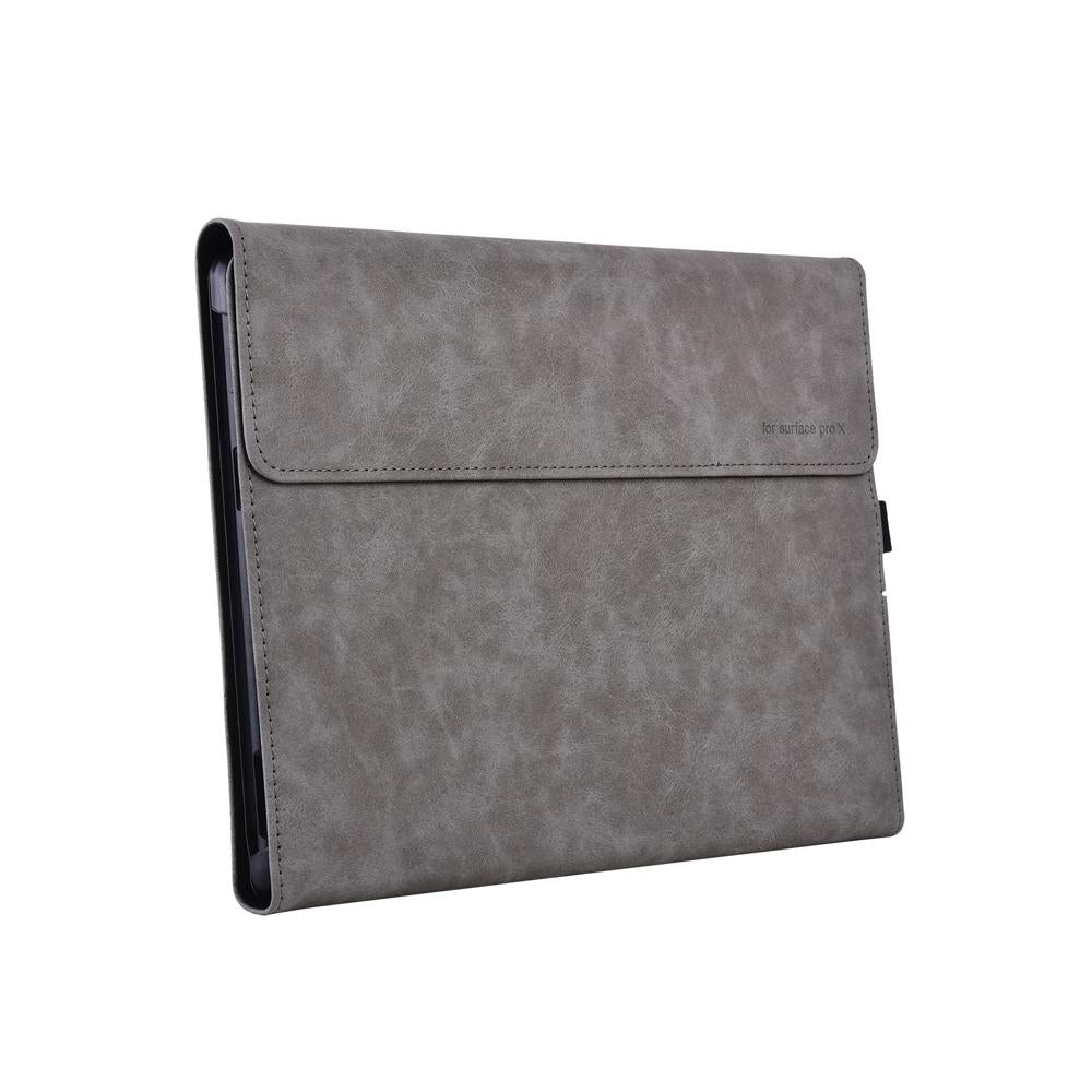 Light Gray Leather Tablet Case For Microsoft Surface Pro X - 13 Inch