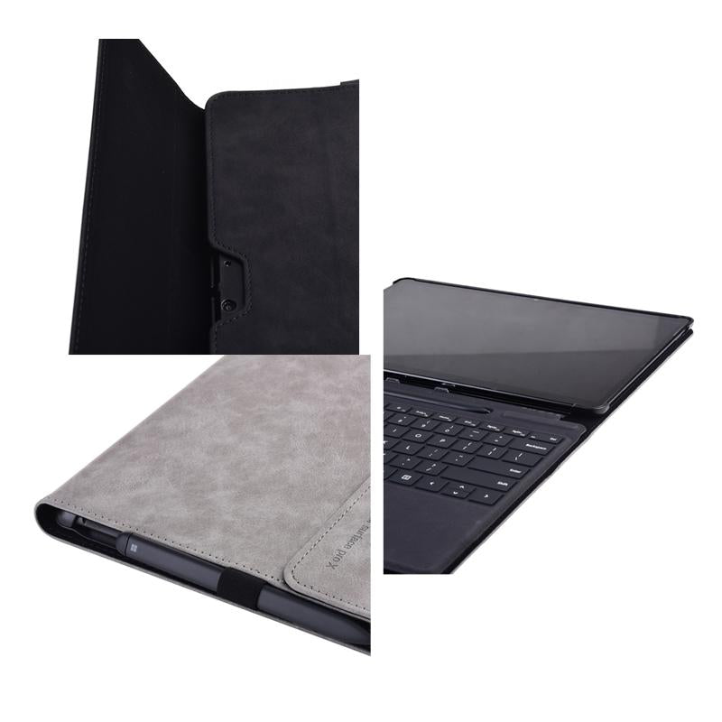 Light Gray Leather Tablet Case For Microsoft Surface Pro X - 13 Inch
