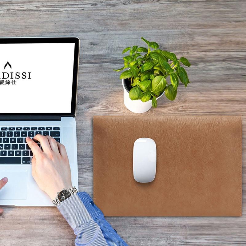 14 Litchi Pattern Laptop Sleeve & Power Bag - Black Leather