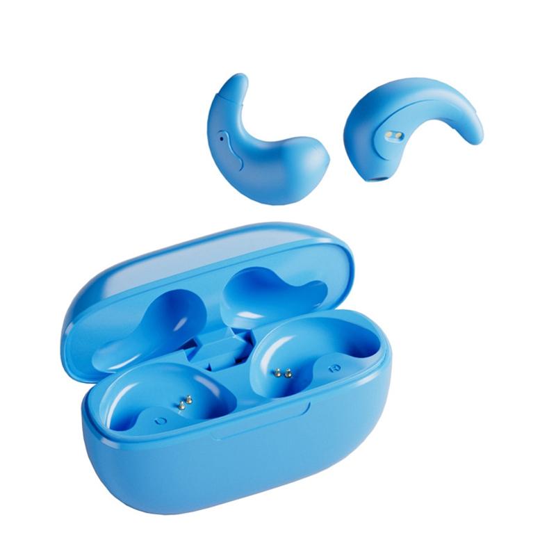 Bluetooth Earphones with Charging Case for Restful Sleep - Blue Wih Silicone Case
