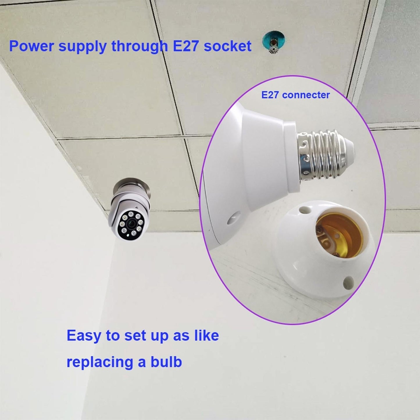 Outdoor Wifi Light Bulb Camera With Night Vision & Motion Detection - Tf Card Support