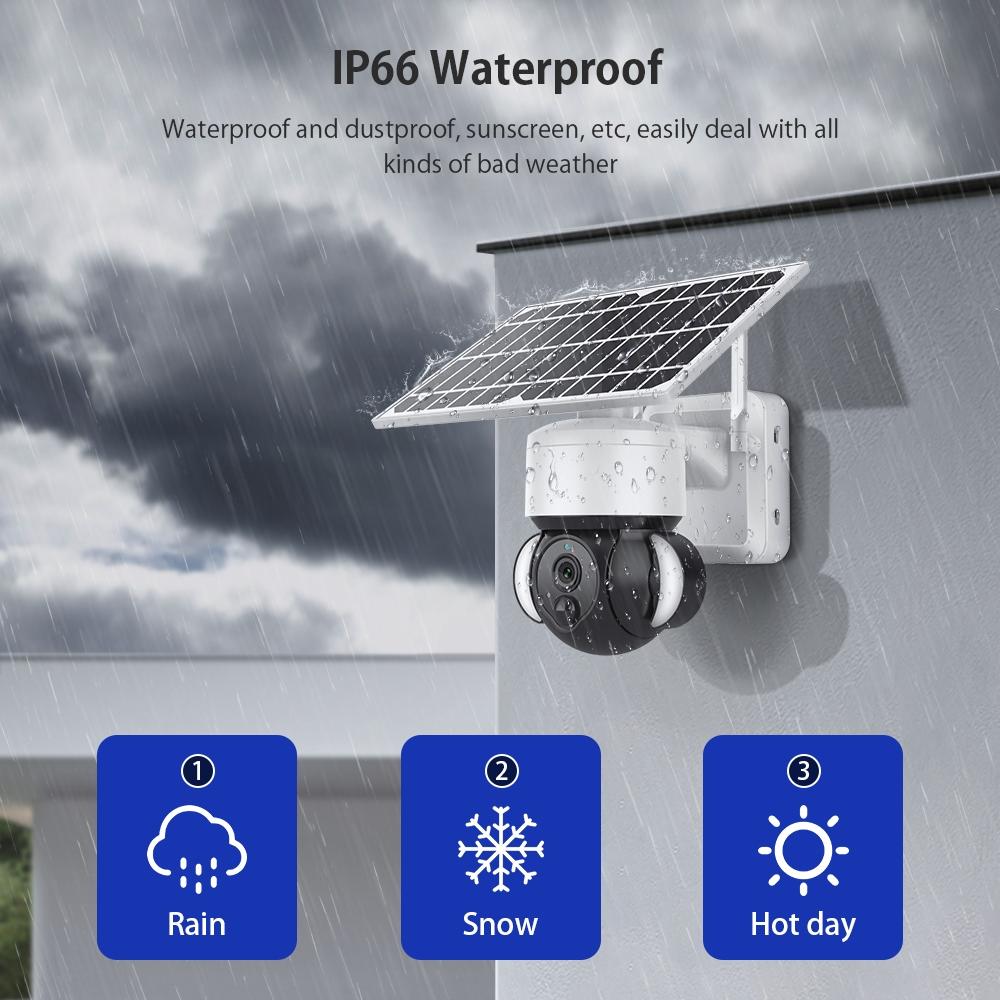 Solar Wifi Ptz Camera With Pir Detection - 2.4G - Battery Powered