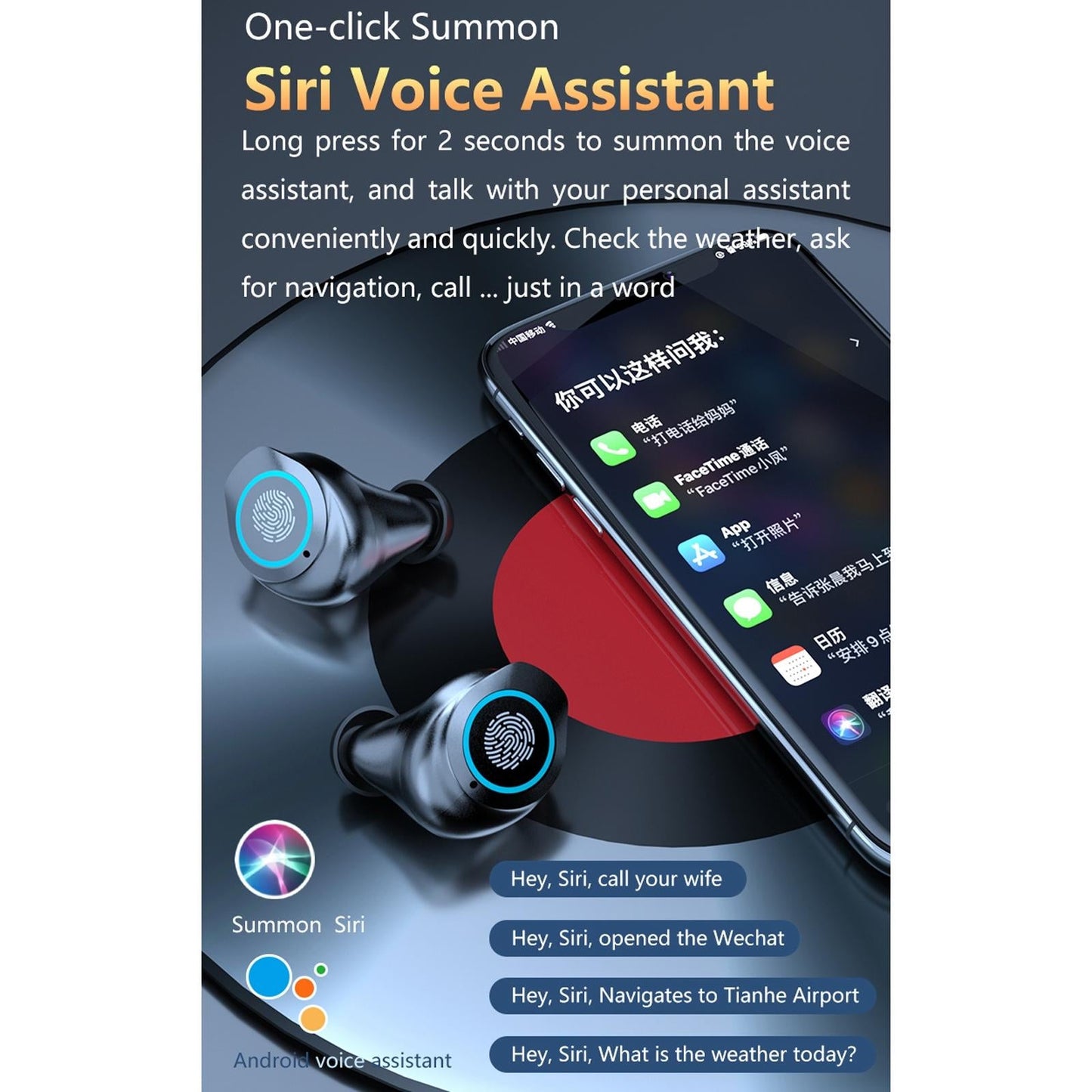 Waterproof Wireless Bluetooth Earphones with Touch Screen and Charging Box