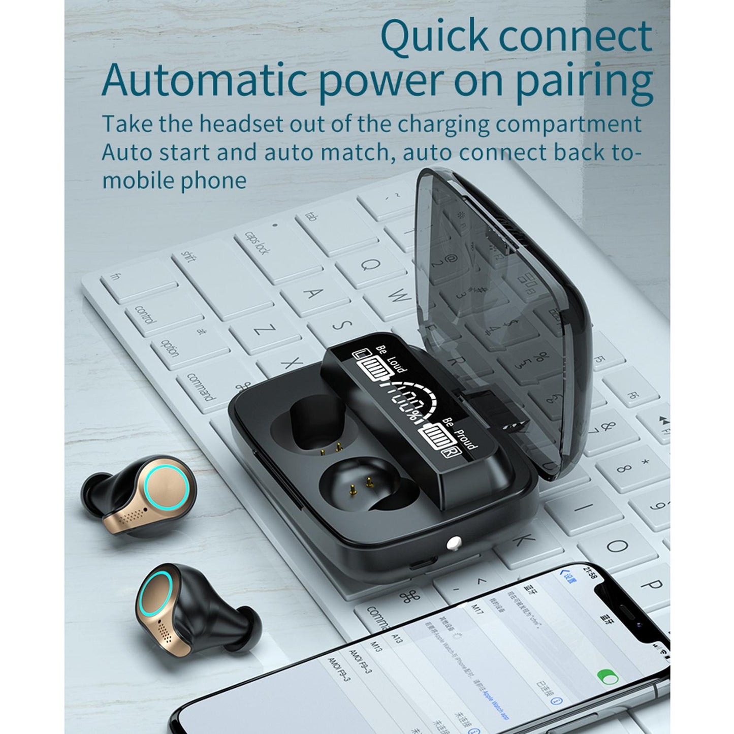 Waterproof Wireless Bluetooth 5.0 Earphones with Charging Box and Led Display