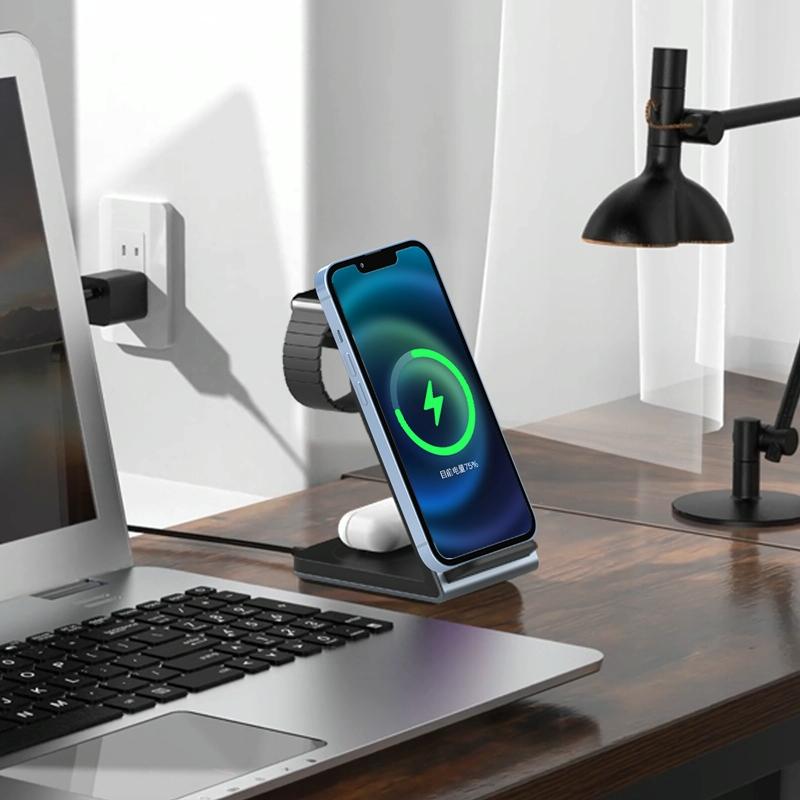 3 In 1 Vertical Metal Wireless Charger - Tarnish