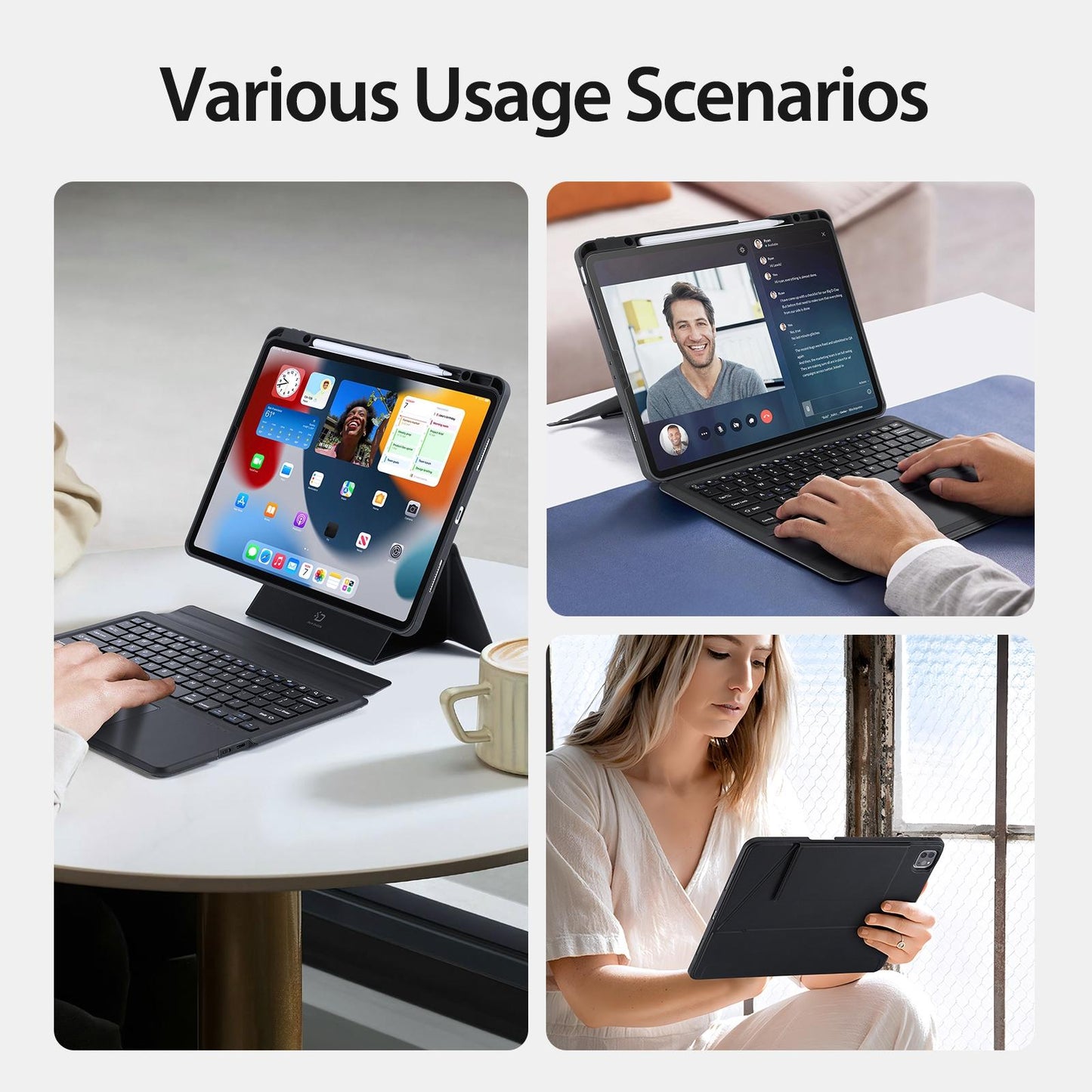 Wireless Bluetooth Keyboard Tablet Case For Ipad Pro 12.9 - Magnetic - Black