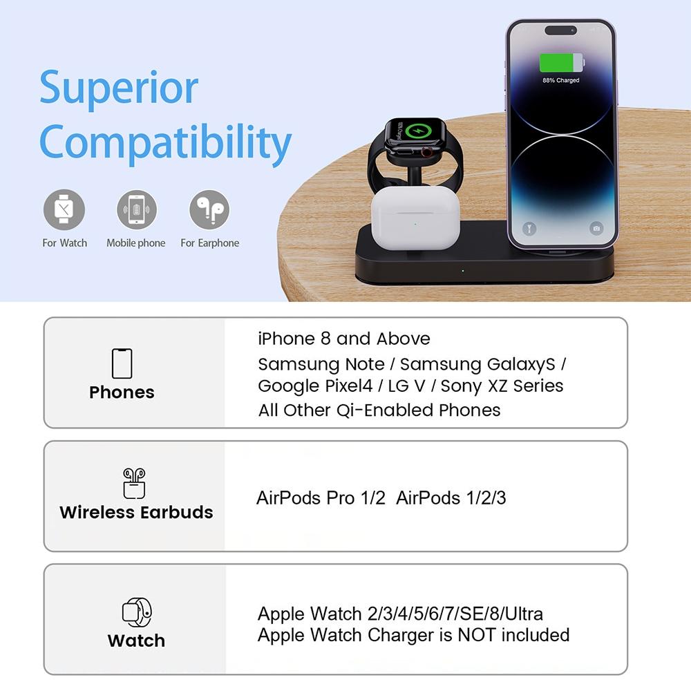 4 In 1 Charging Stand For Apple Watch And Airpods - White