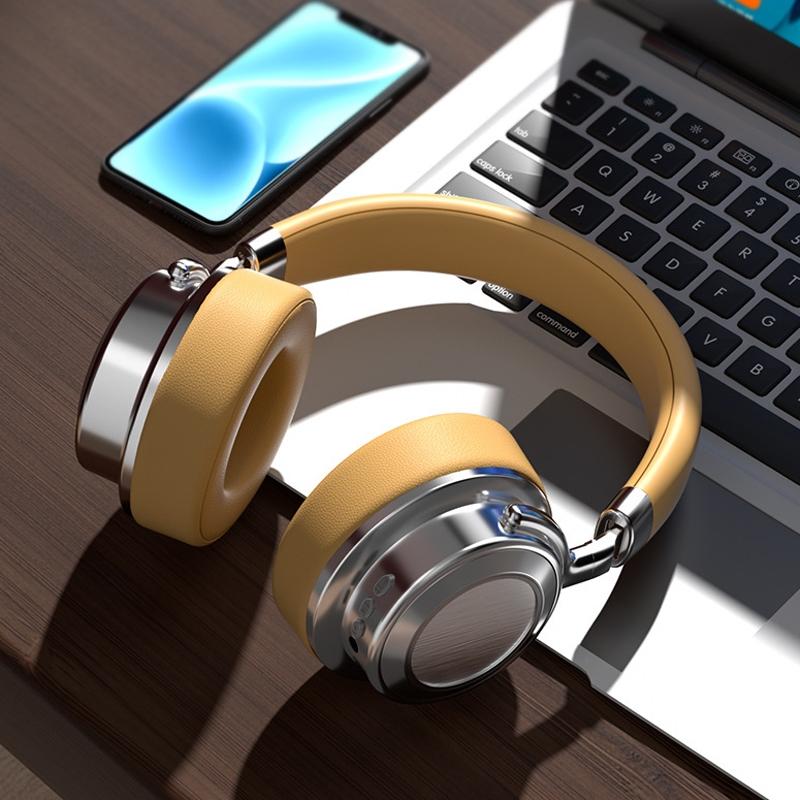 Retro Wireless Bluetooth Headset - Metal Head-mounted - Silver Brown