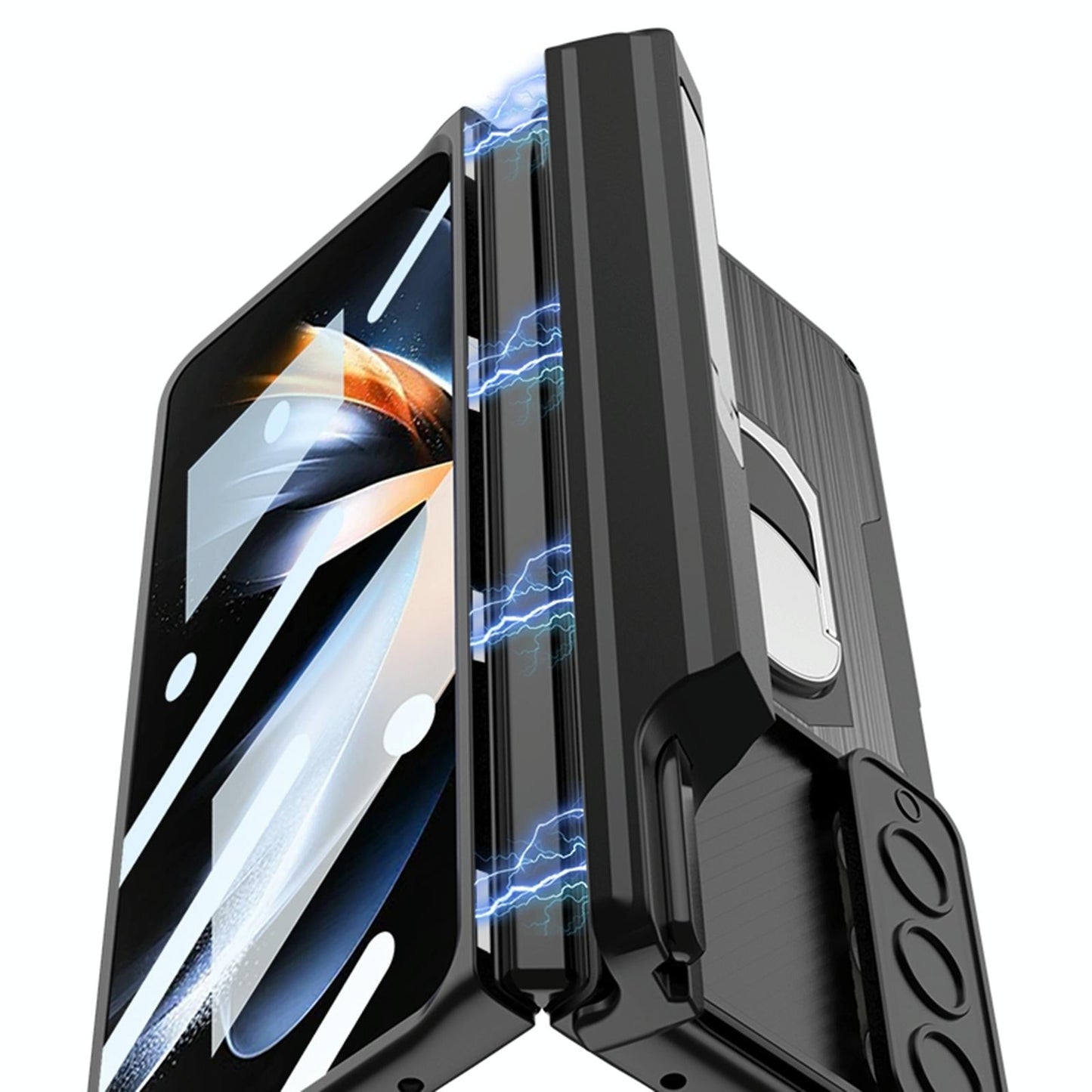 For Samsung Galaxy Z Fold4 5G Magnetic Armor Phone Case - Full Coverage - Carbon Fibre