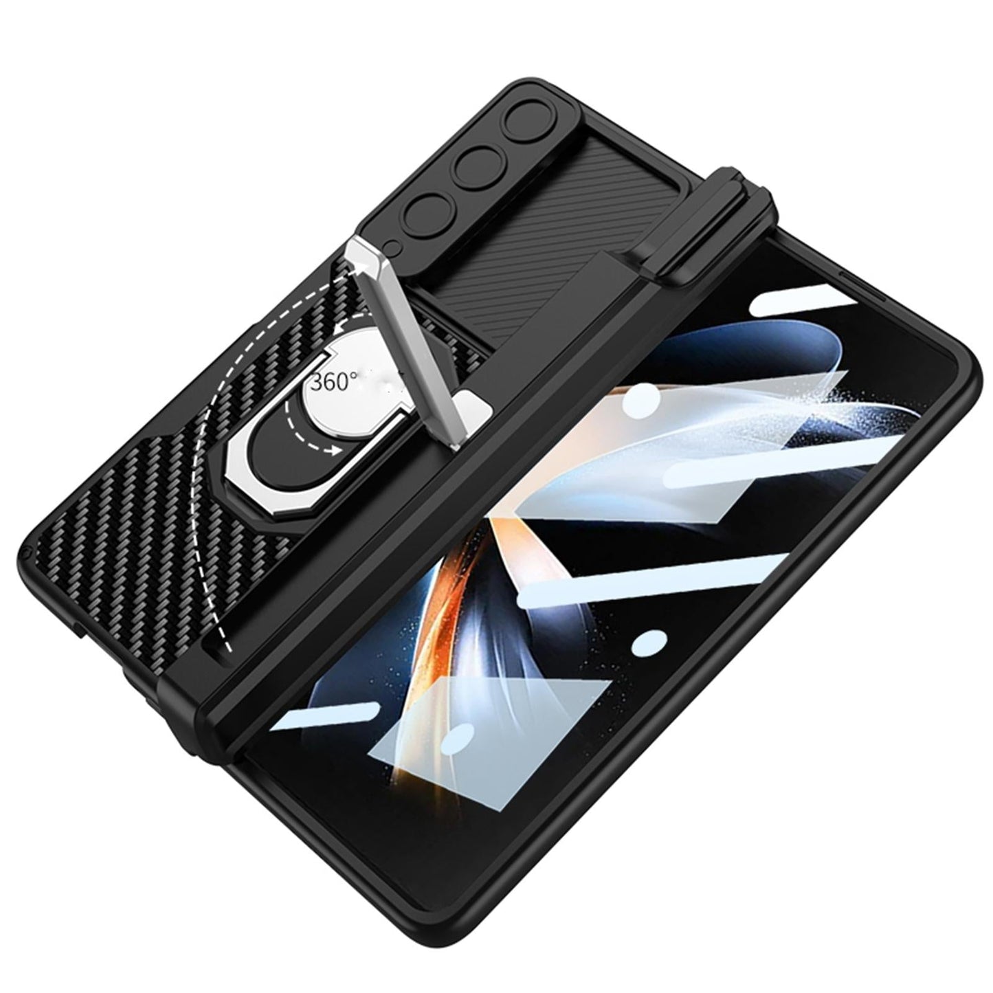 For Samsung Galaxy Z Fold4 5G Magnetic Armor Phone Case - Full Coverage - Carbon Fibre