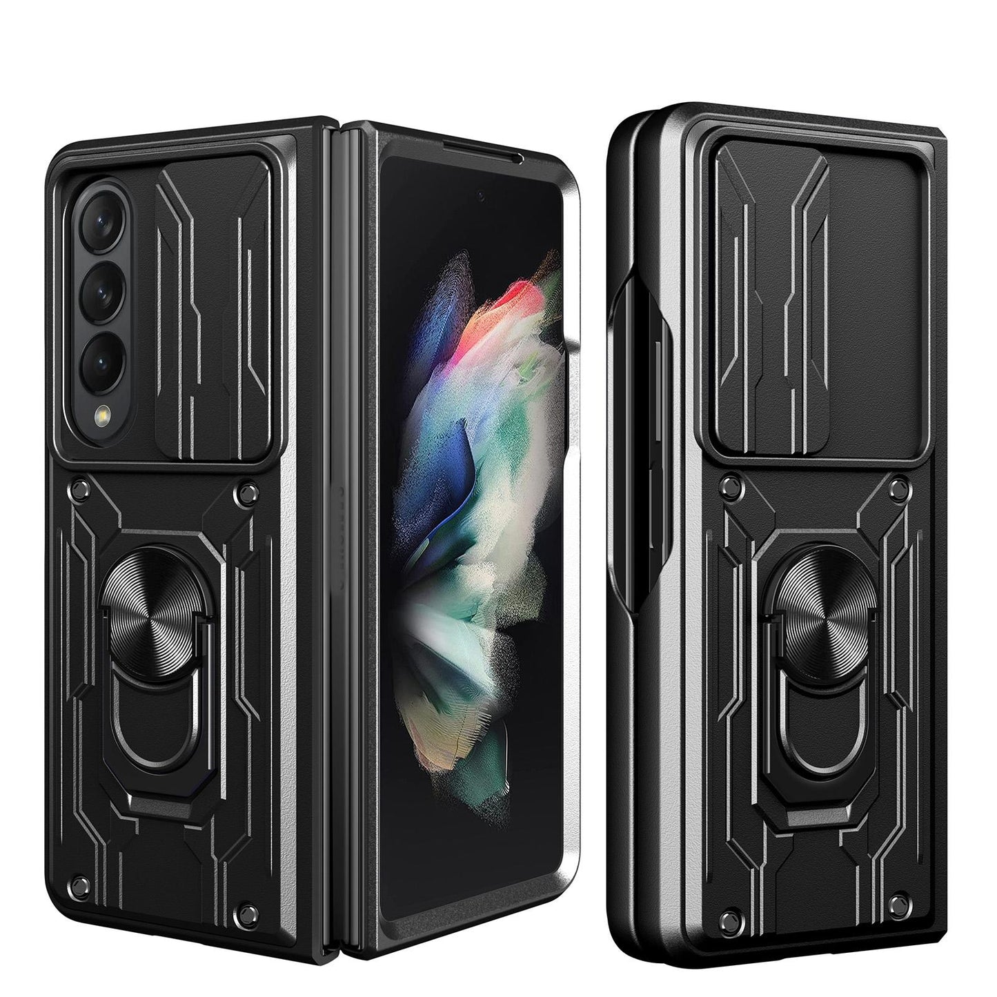 For Samsung Galaxy z Fold4 5G Protective Sliding Camshield Phone Case - Black