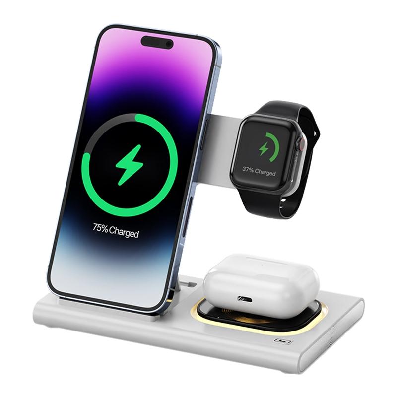 15W 3 In 1 Foldable Wireless Charger - Black