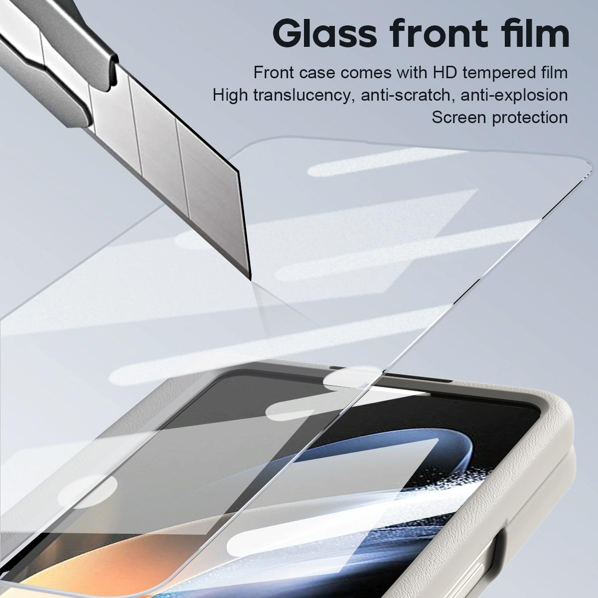 For Samsung Galaxy Z Fold4 5G Phone Case With Pen Slots - Full Coverage - Light Brown