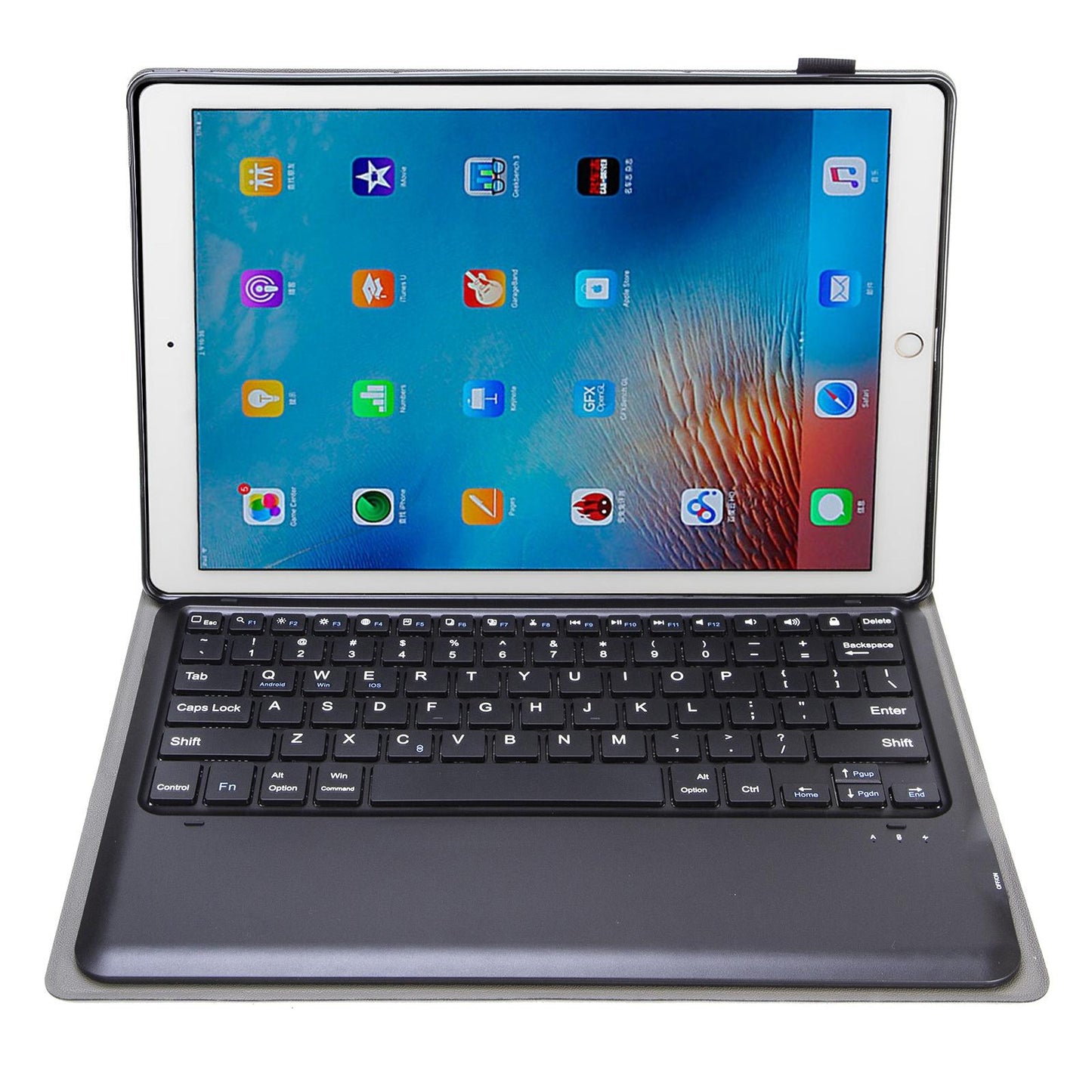 Detachable Bluetooth Keyboard Leather Case For Ipad Pro 12.9 With Tpu Bracket - Black
