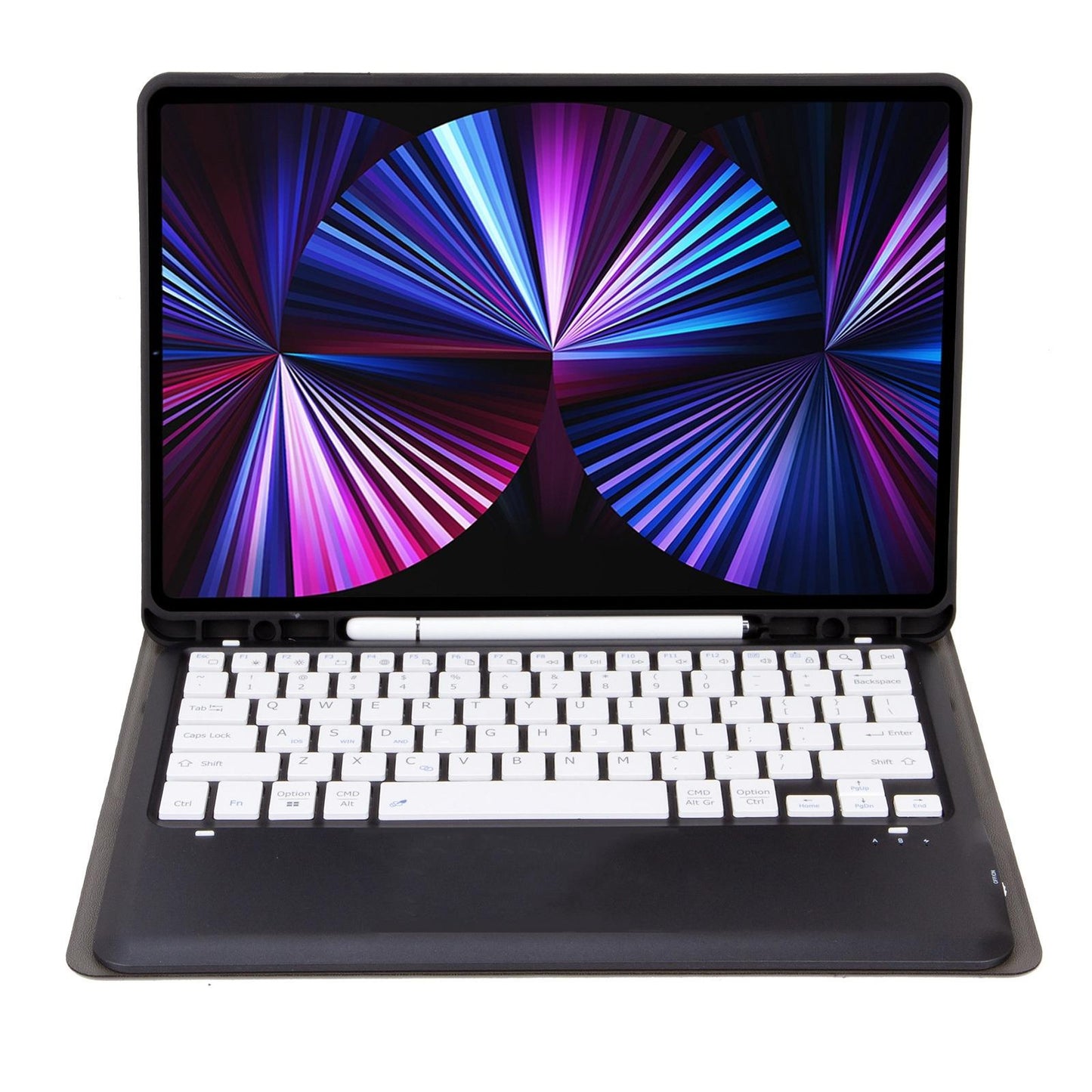 Detachable Bluetooth Keyboard Leather Case For Ipad Pro 12.9 2021 / 2020 / 2018 With Pen Slot - Black