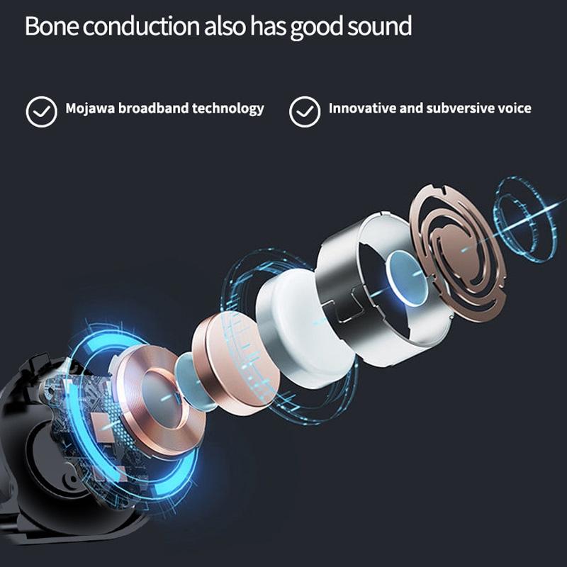 Bone Conduction Bluetooth Earphones with Stereo Vibration Speaker - Black