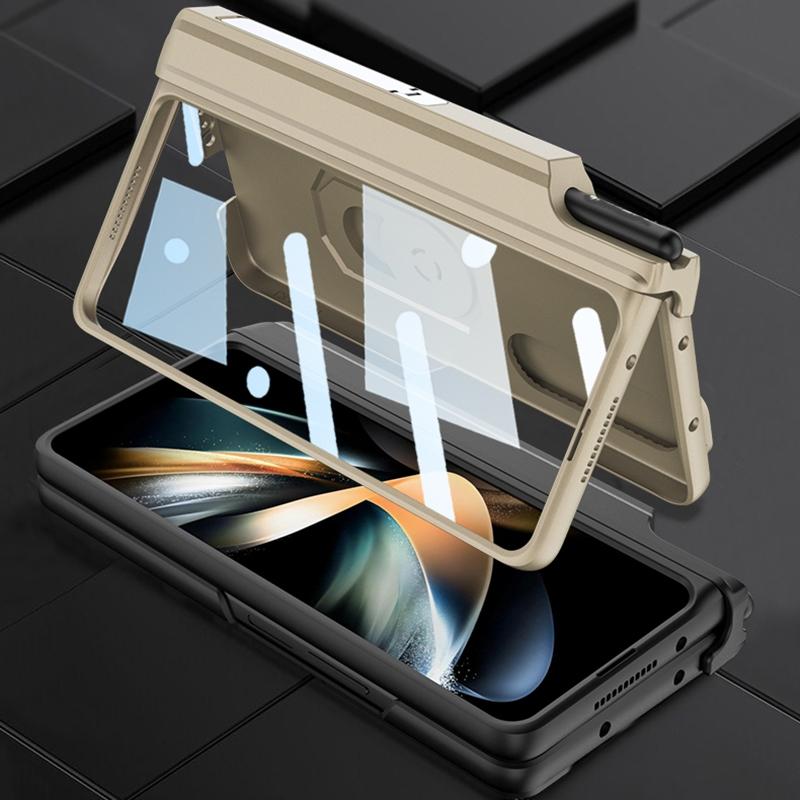 For Samsung Galaxy Z Fold4 5G Magnetic Phone Case With Pen Holder - Foldable - Black