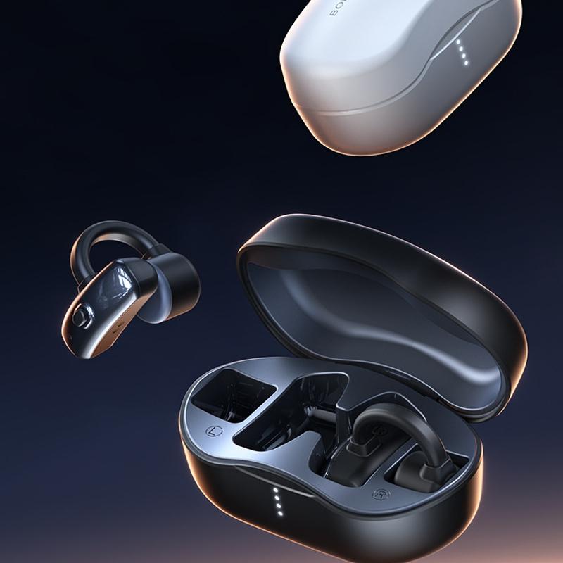 Wireless Bone Conduction Earphones - Openbuds Clip-on for Sports - Black