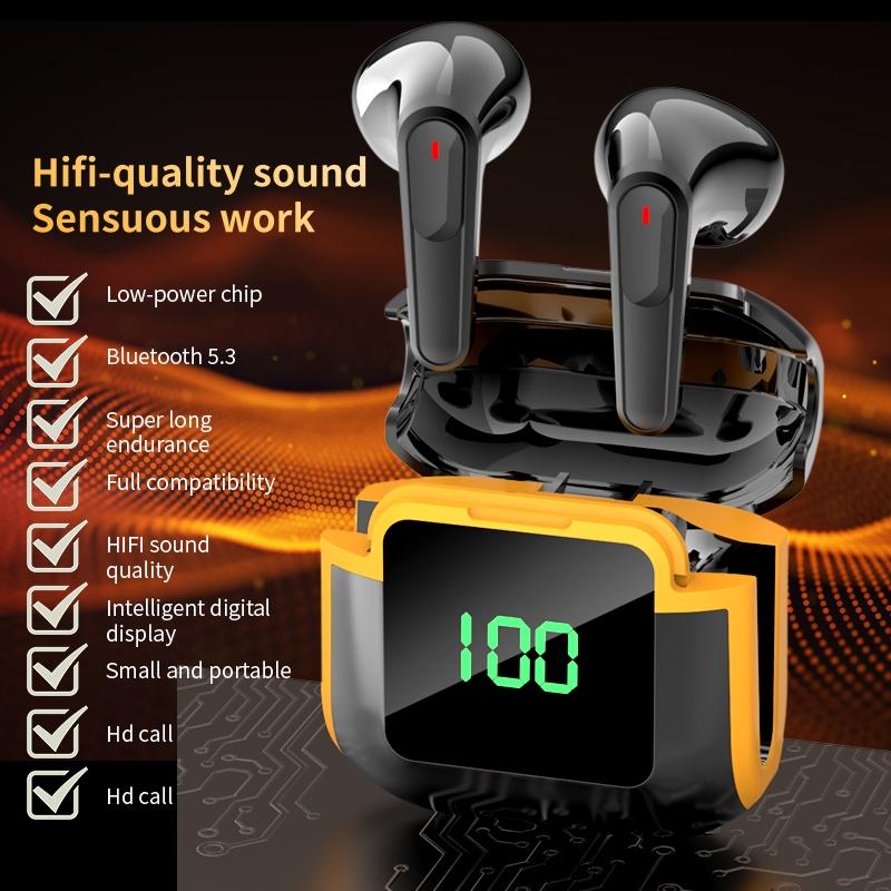 Intelligent Bluetooth Earphones with Digital Display - Pro 90 Hifi Black