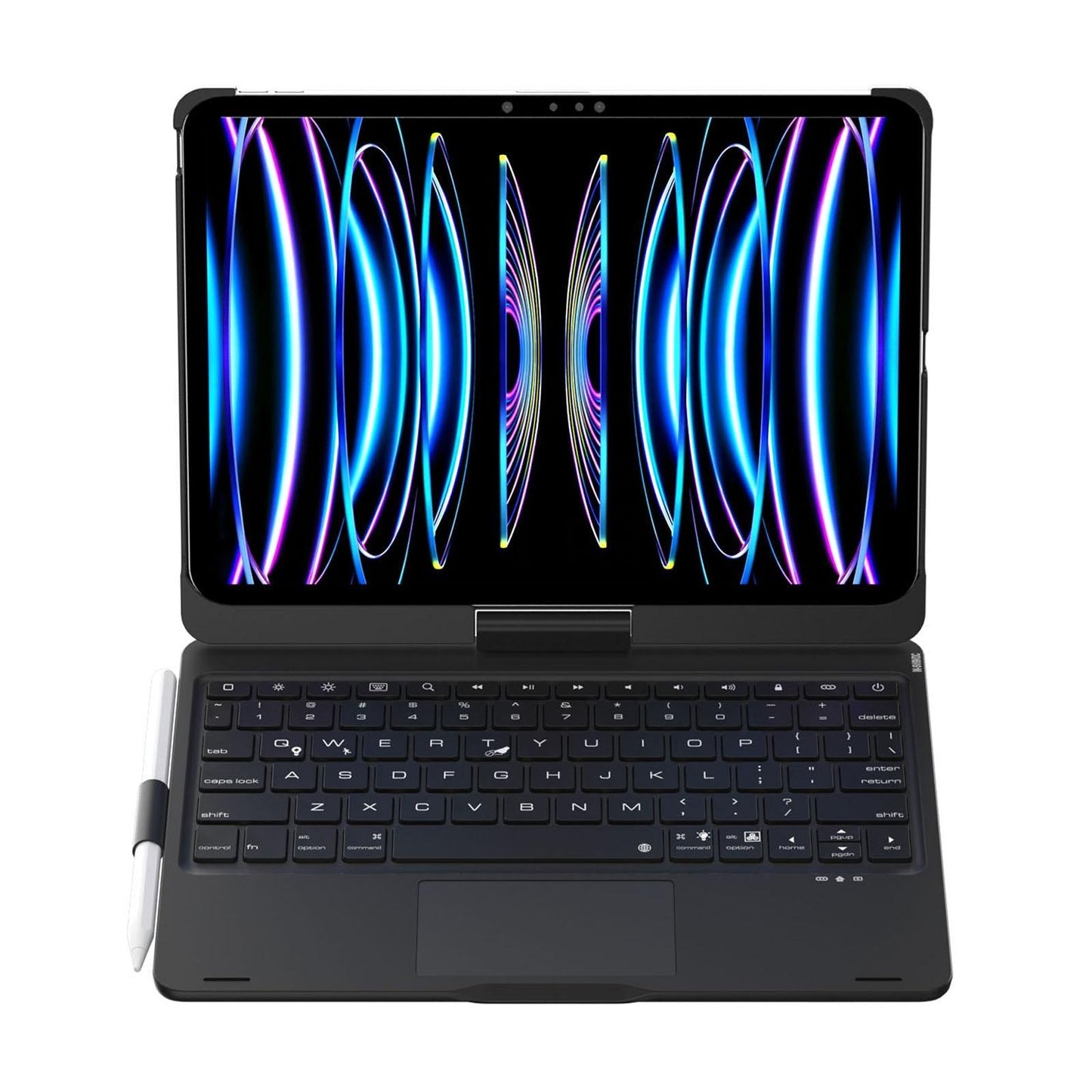 360 Degree Rotating Bluetooth Keyboard Leather Case For Ipad Pro 11 With Backlight - Black