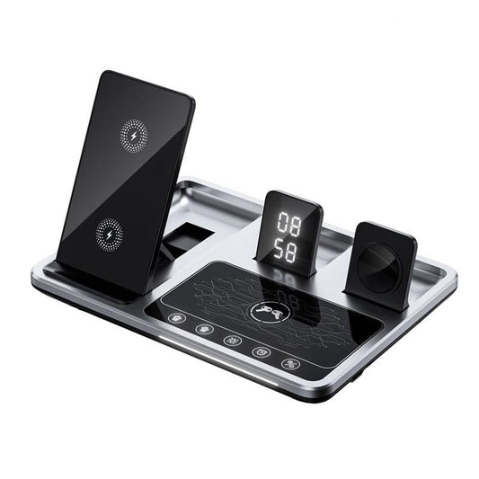 30W 4 In 1 Wireless Charger With Ambient Light Silver / Black