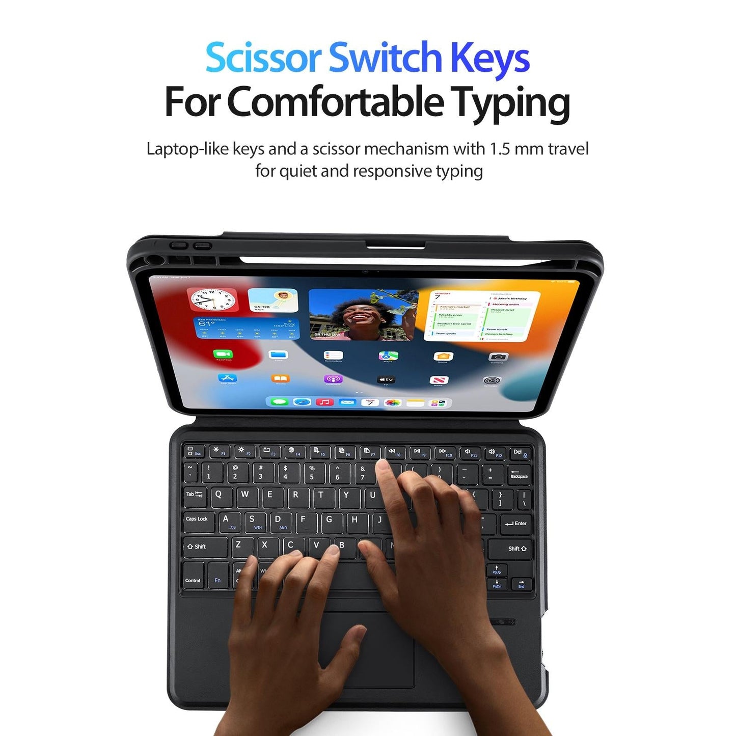 Black Magnetic Bluetooth Keyboard Tablet Case - For Ipad 10Th Gen 10.9 2022