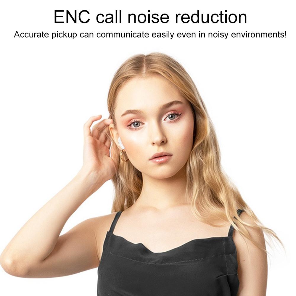 Wireless Bluetooth Earphone with Touch Screen & Noise Reduction - White