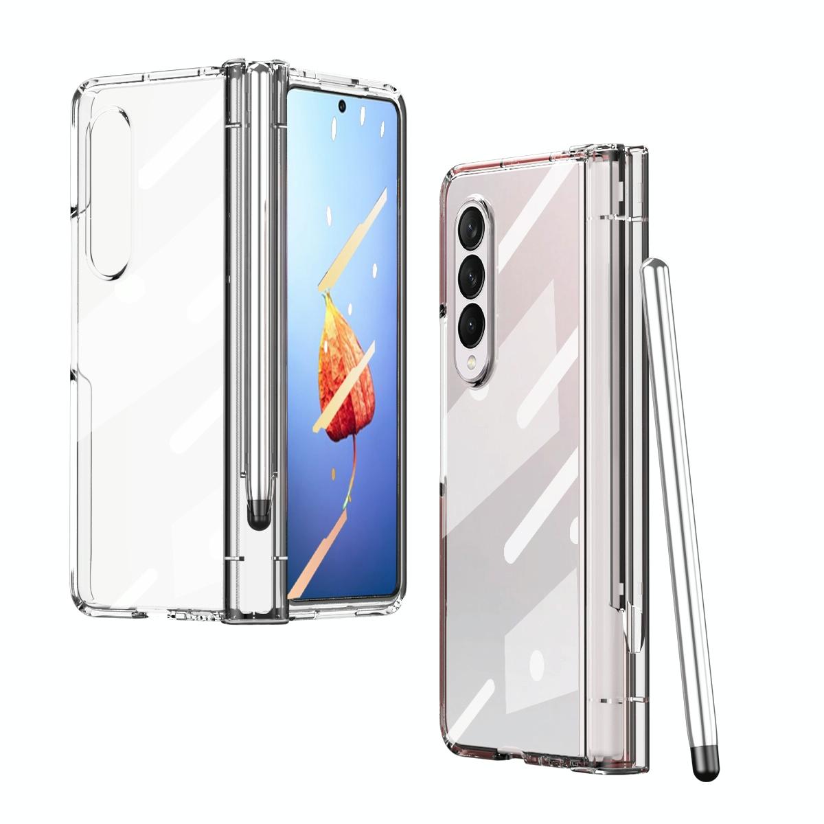 For Samsung Galaxy Z Fold4 5G Full Body Phone Case with Integrated Hinge and Pen Slot - Rose Gold