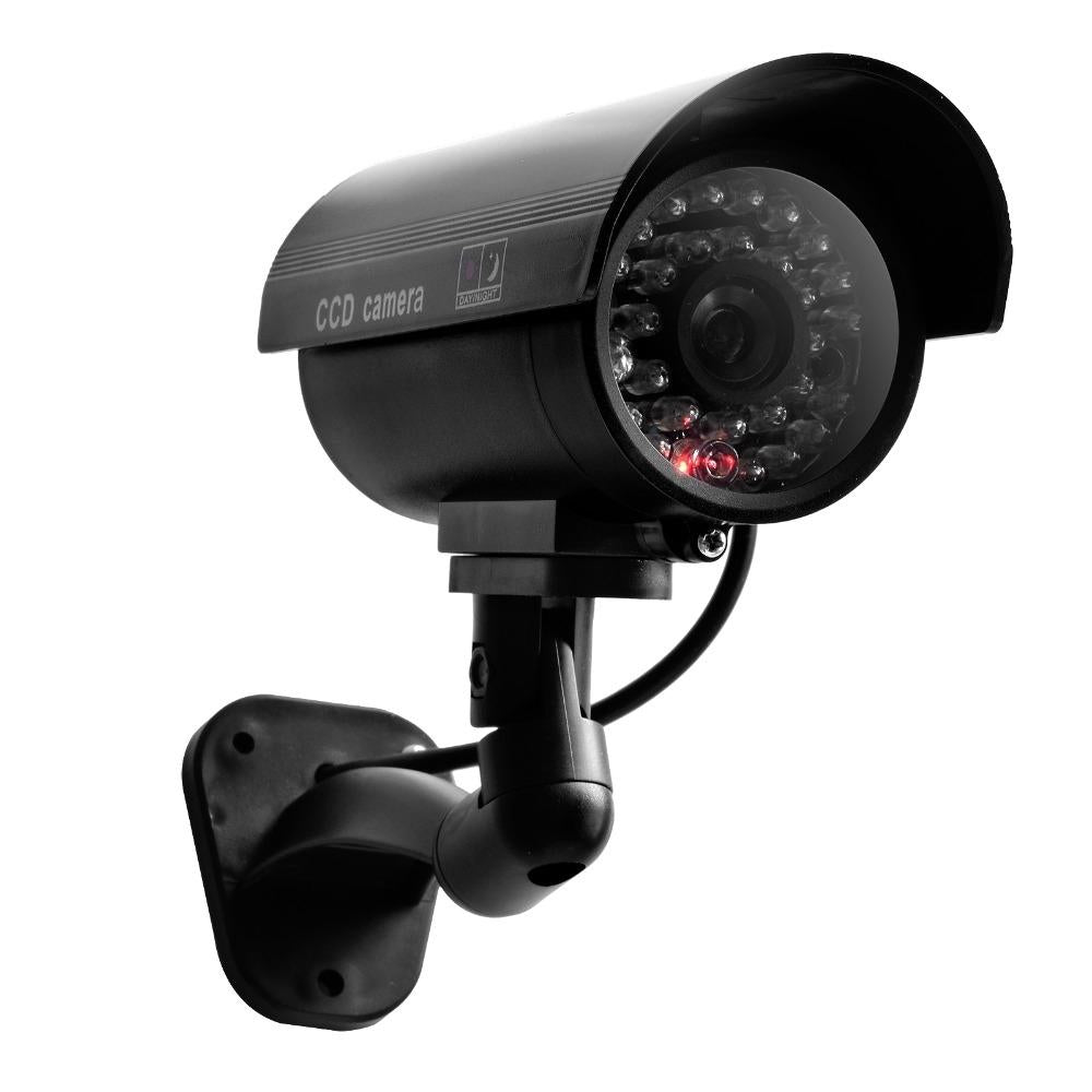 Realistic Dummy Cctv Camera With Flashing Led - Waterproof - Black
