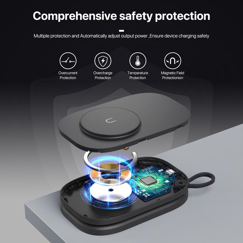 3 In 1 Magnetic Wireless Charger For Apple Devices - Black