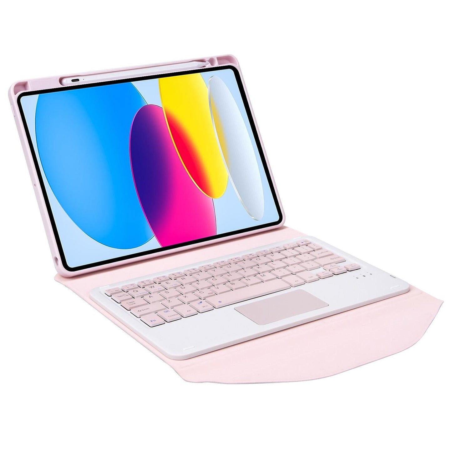 Bluetooth Keyboard Leather Tablet Case With Pen Slot And Touchpad - Black