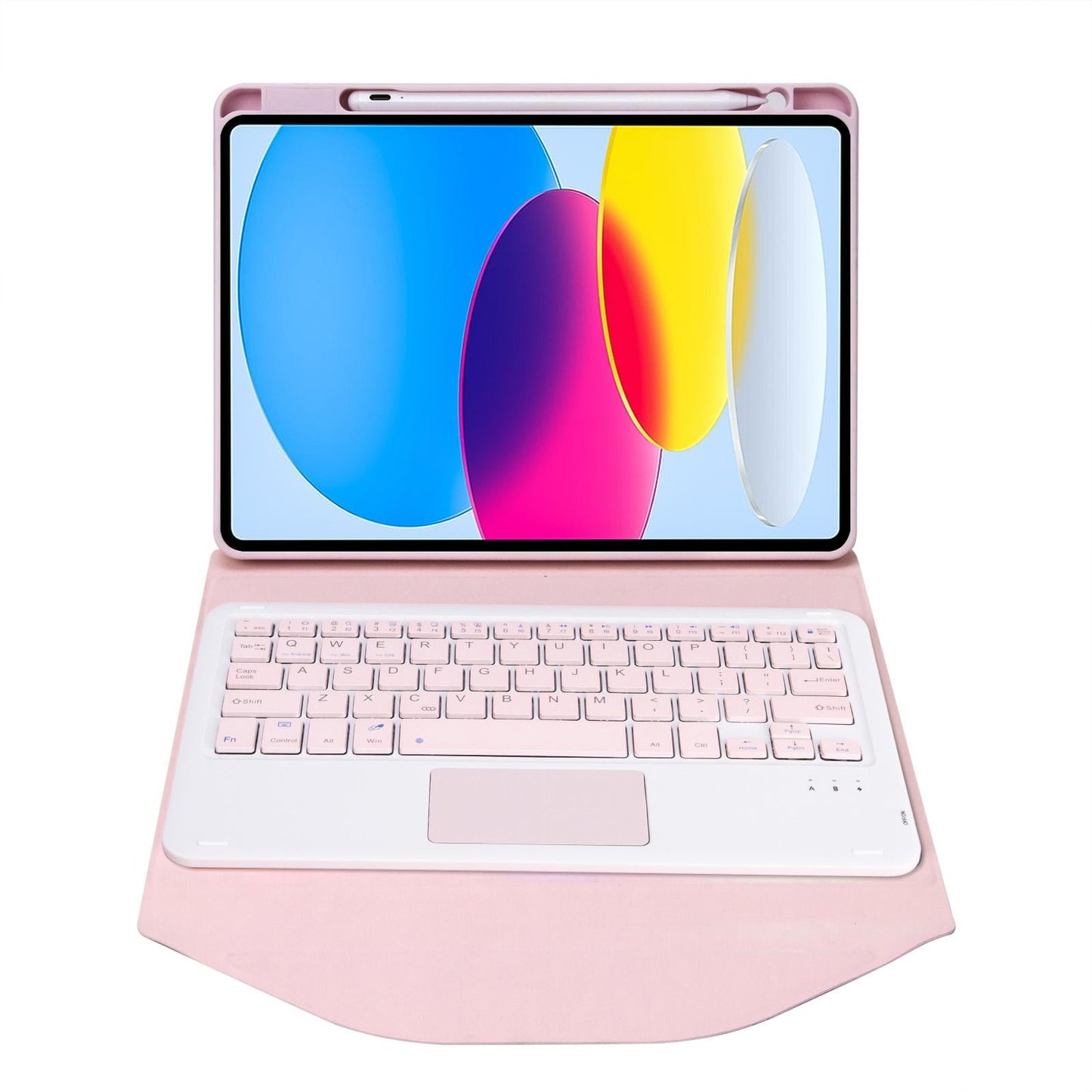 Bluetooth Keyboard Leather Tablet Case With Pen Slot And Touchpad - Black