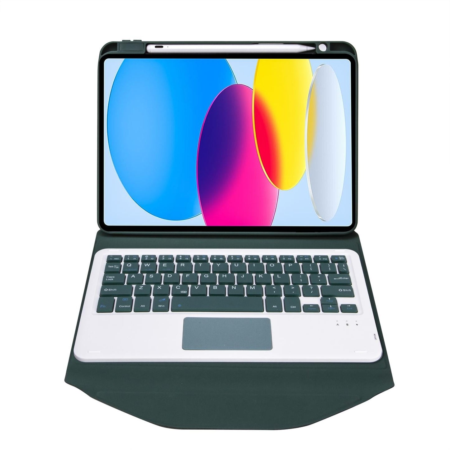 Bluetooth Keyboard Leather Tablet Case With Pen Slot And Touchpad - Black