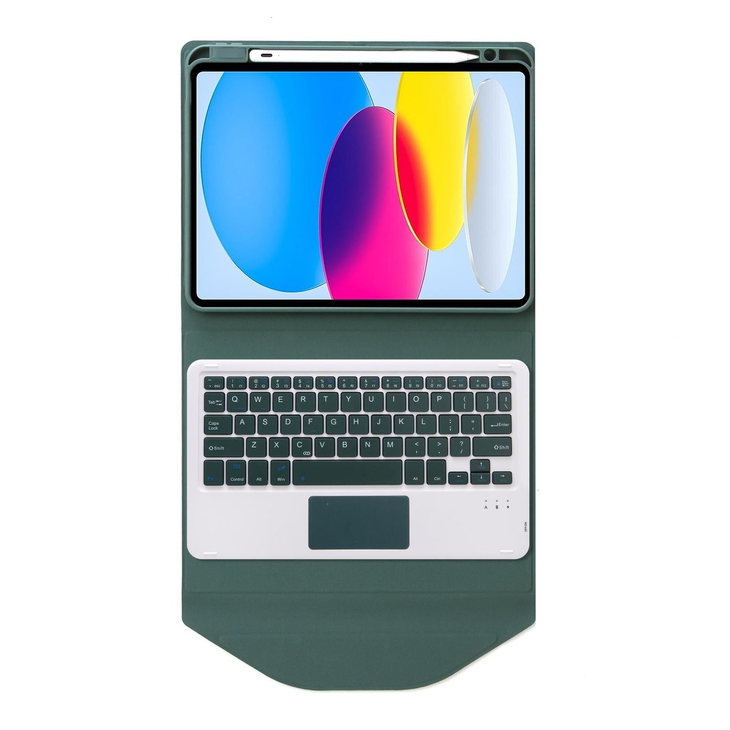 Bluetooth Keyboard Leather Tablet Case With Pen Slot And Touchpad - Black