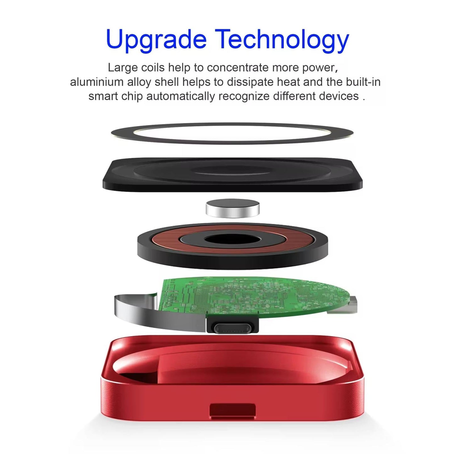 15W 3 In 1 Magnetic Wireless Charger For Smart Devices - Red