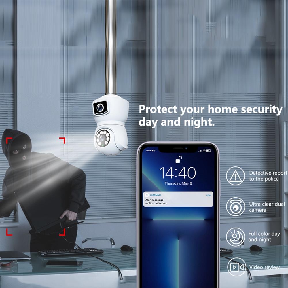 Smart Dual-Lens Motion Tracking Camera With Voice Intercom - White