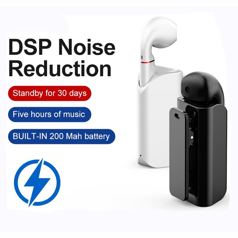 Mini Wireless Bluetooth Car Earphone with Mic - Business Driving - Black