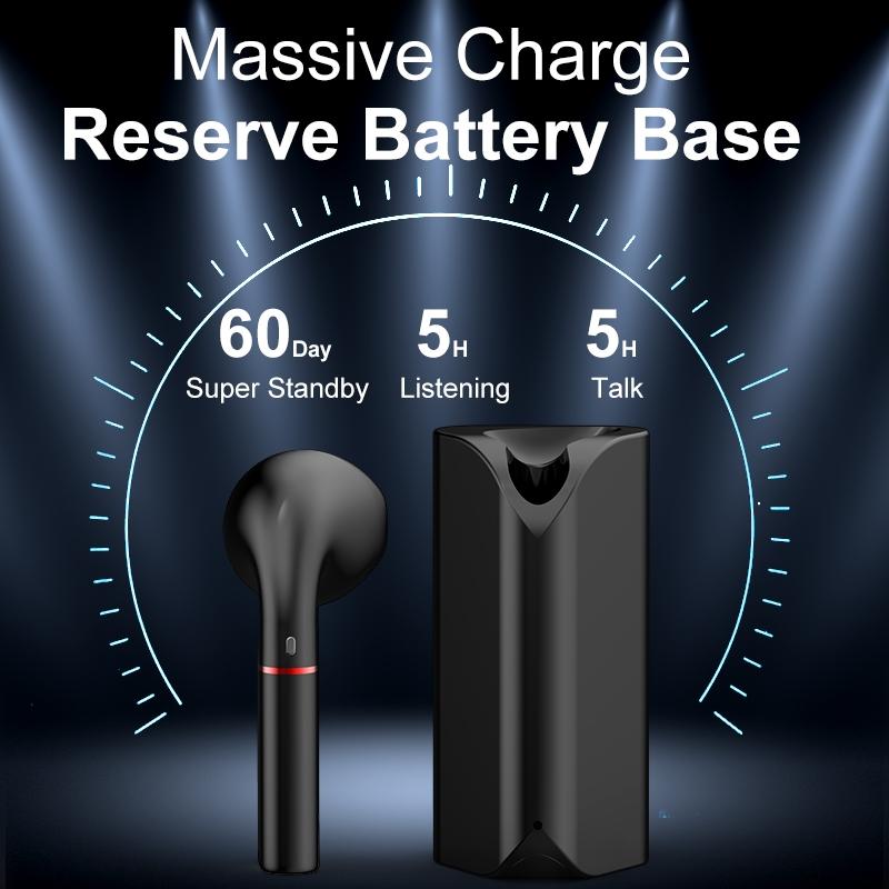 Mini Wireless Bluetooth Car Earphone with Mic - Business Driving - Black