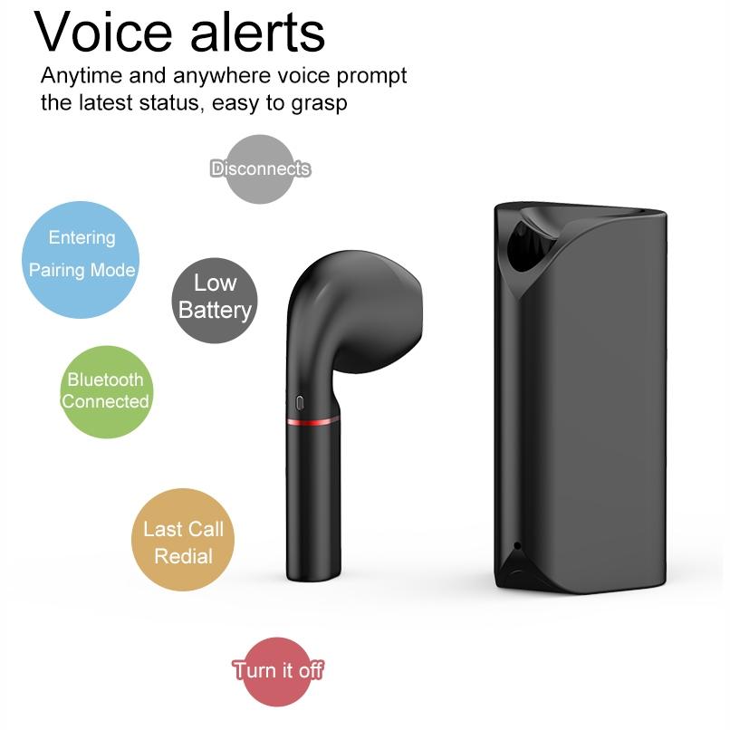 Mini Wireless Bluetooth Car Earphone with Mic - Business Driving - Black
