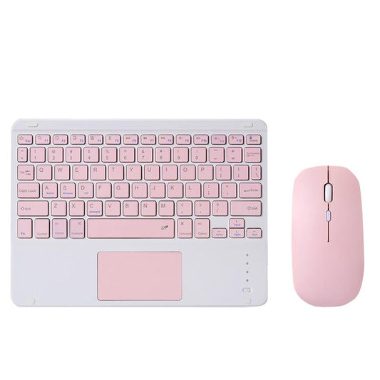 Portable 9.7 Tablet Keyboard With Bluetooth Touchpad & Mouse Set For Ipad - Pink + Mouse