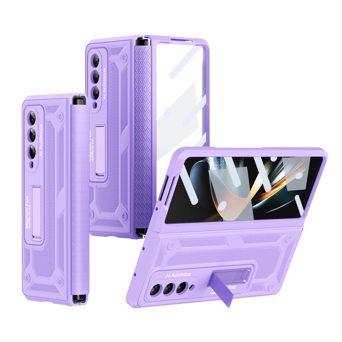 For Samsung Galaxy Z Fold4 5G Telescopic Hinge Foldable Phone Case With Stand - - Pink