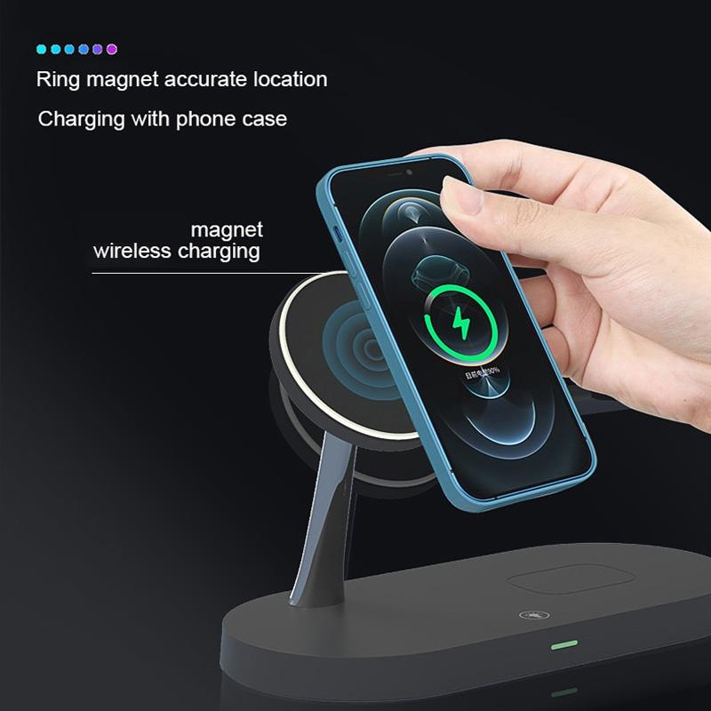3 In 1 Wireless Charger With Night Light 15W - White