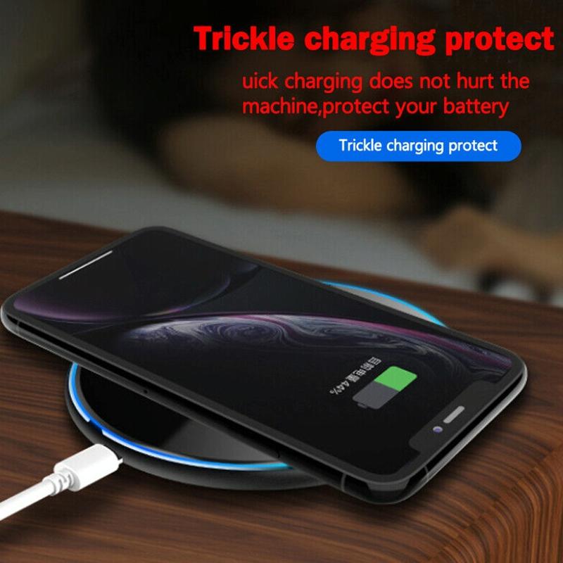 15W Round Acrylic Mirror Wireless Charger - Black