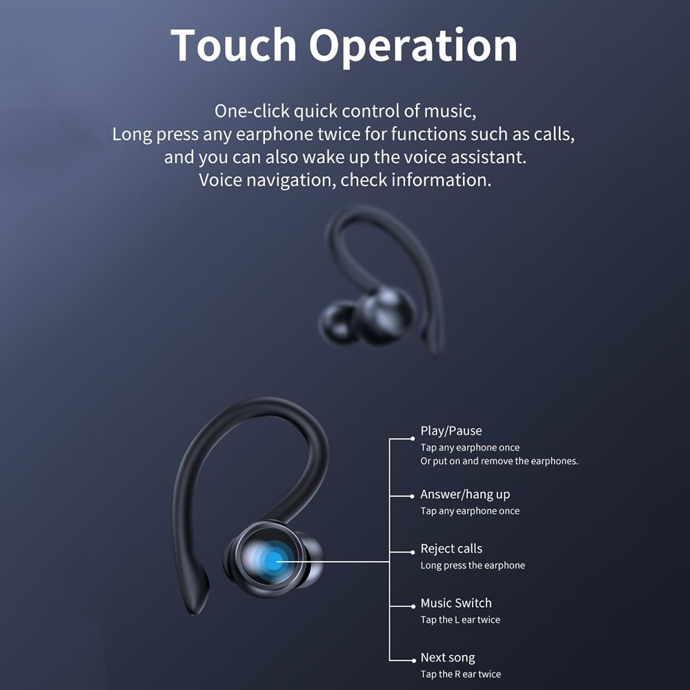 Led Bluetooth Earphones with Noise Reduction and Power Bank Function - Black