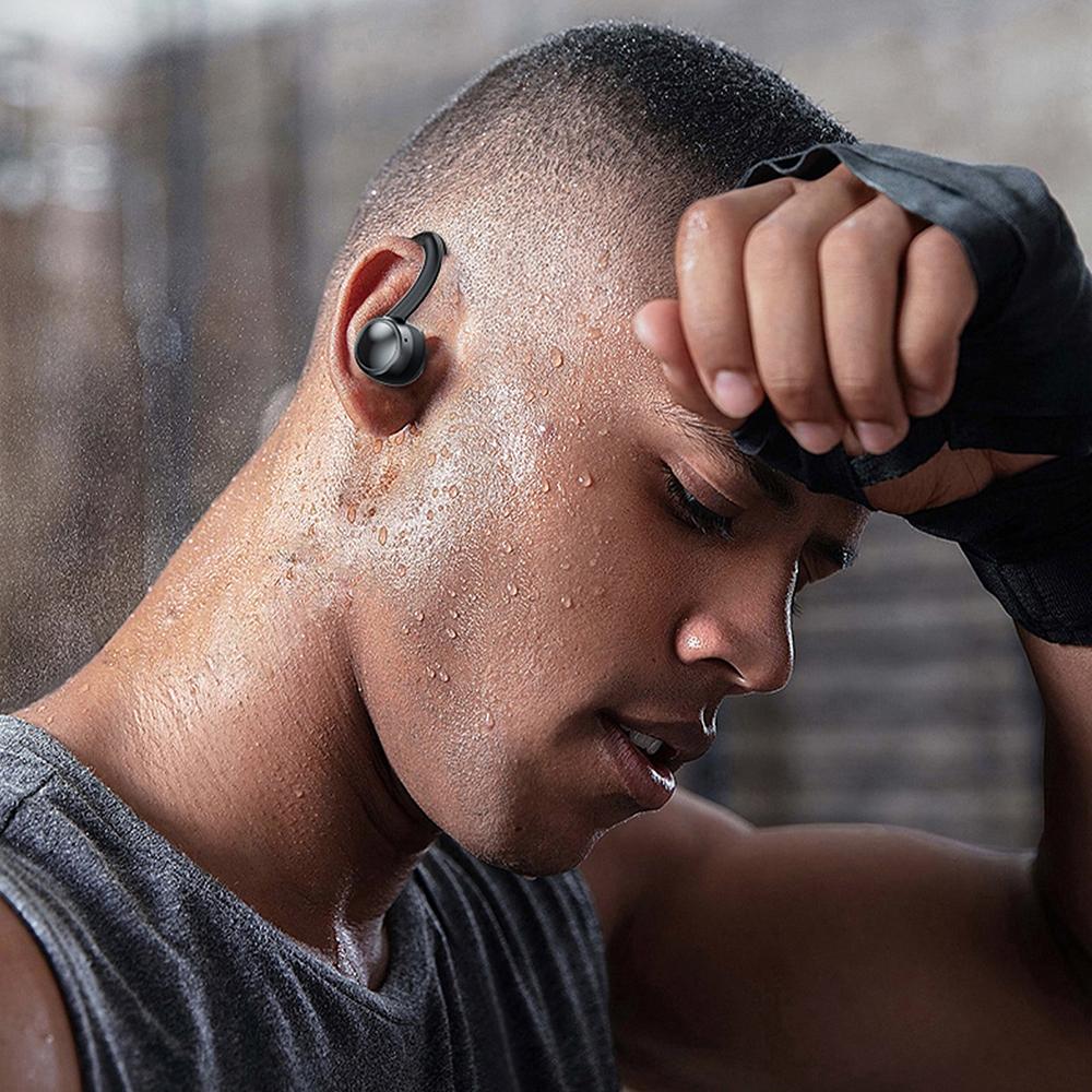 Led Bluetooth Earphones with Noise Reduction and Power Bank Function - Black