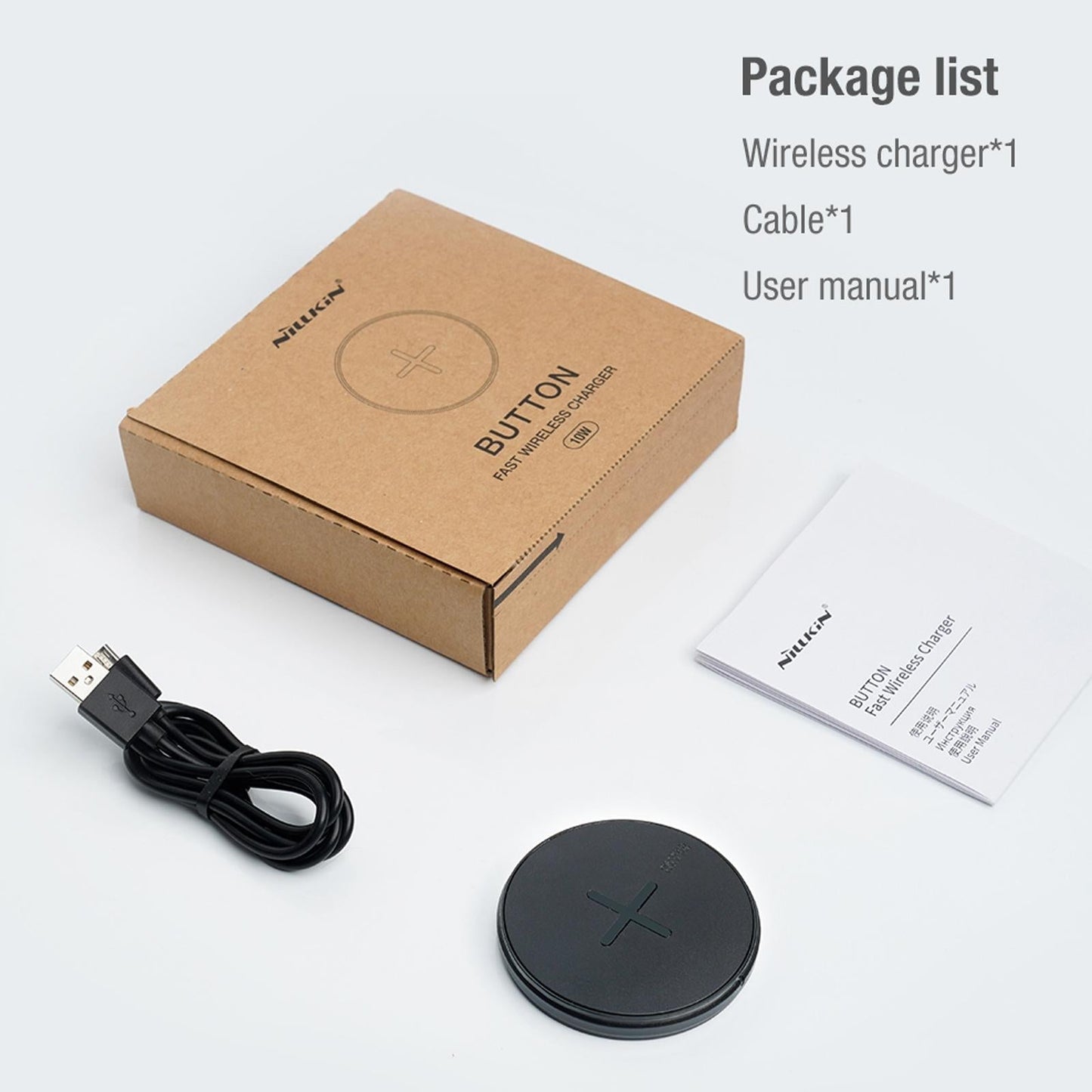 Fast Charging Wireless Charger Portable & Button Design